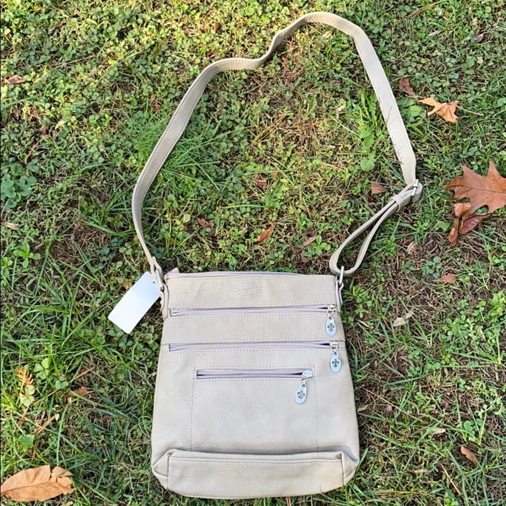 Beautiful crossbody bag leather in gray color